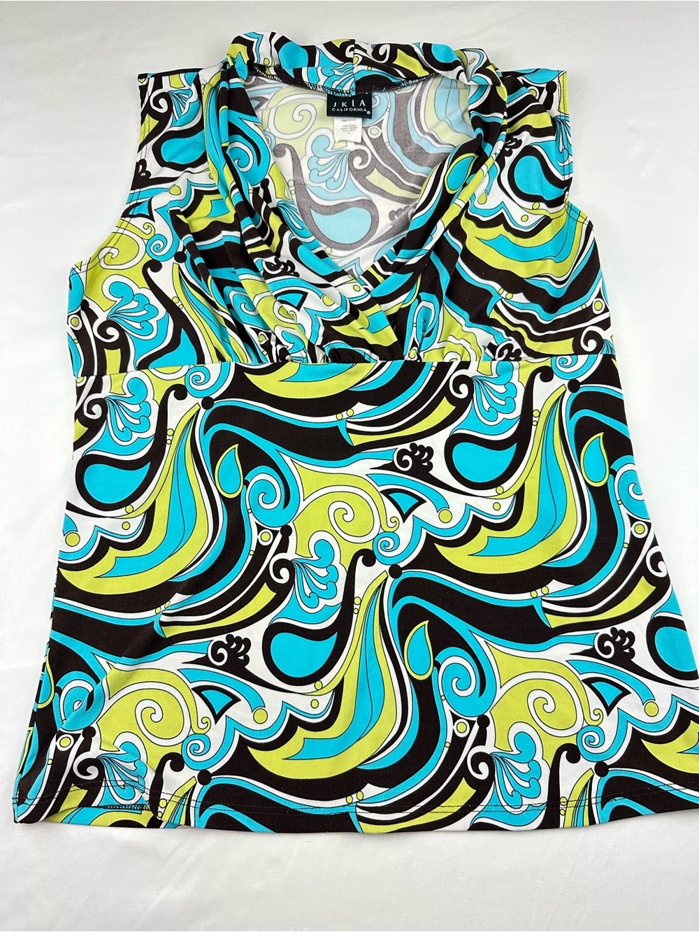 Y2K JKLA California Abstract Psychedelic Swirl Babydoll Tank Top Sleeveless XL